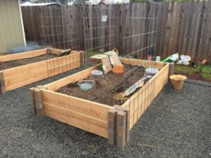construct an arch trellis between two raised beds to save garden space