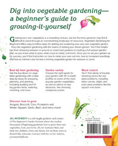 Jill McSheehy Vegetable Gardening for Beginner's Book Back Cover
