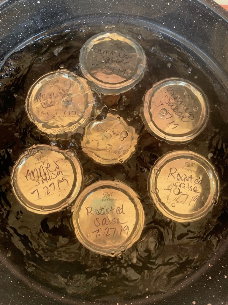 Canning jars in a water bath