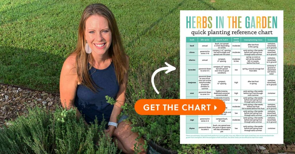 free chart on herbs in the garden